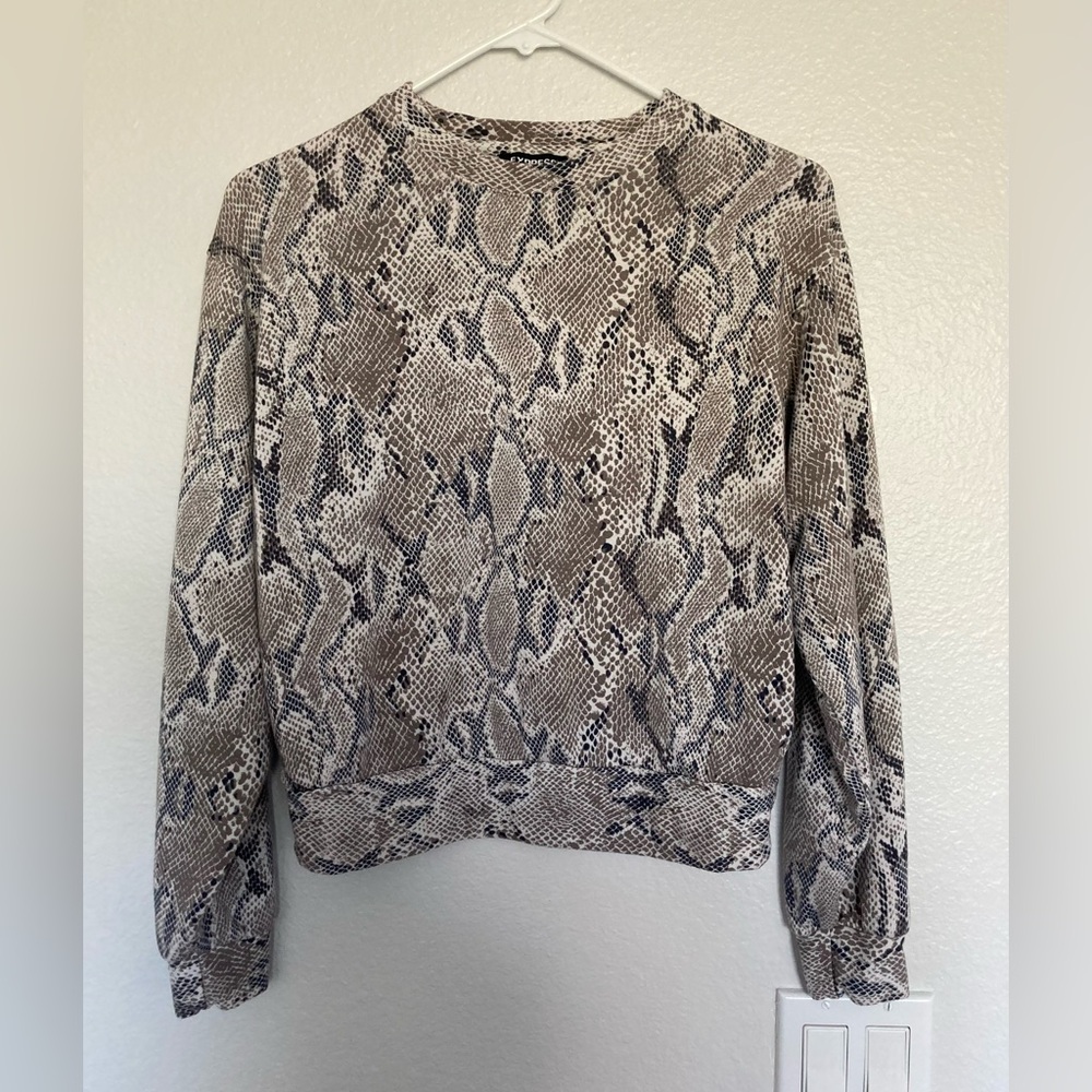 4/$25 Express Snakeskin Print Longsleeve Stretch Cropped Top Women’s XXS